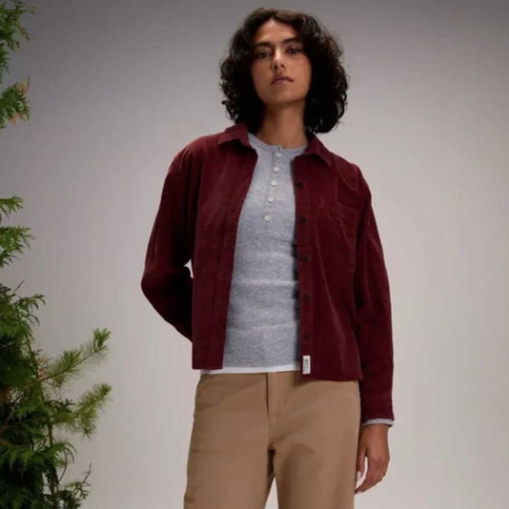 Alpine Design Women's Corduroy Dark Auburn Button Long Sleeve Shirt - Size XS